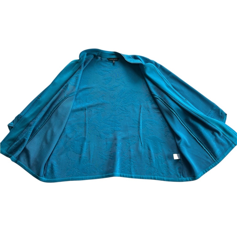 Ming Wang Vibrant Blue Textured Tonal Knit Split sleeve Jacket Size 2X - Picture 7 of 14